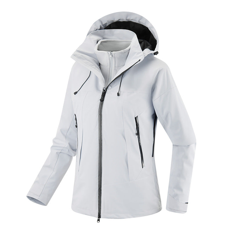 Women's two-layer softshell jacket with removable fleece inner jacket and adjustable hood Mune Fashion