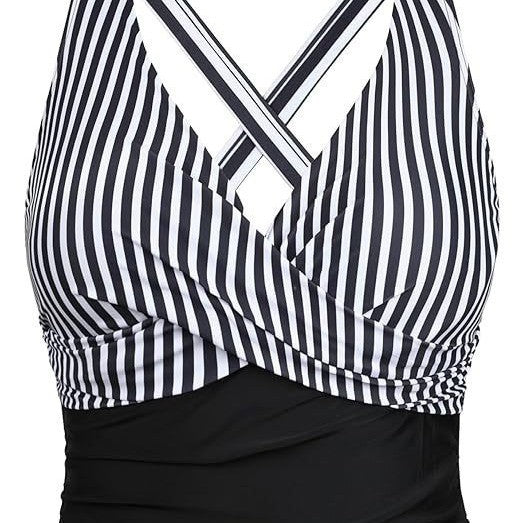Women's Sporty Tankini Top with Floral Cut Mune Fashion