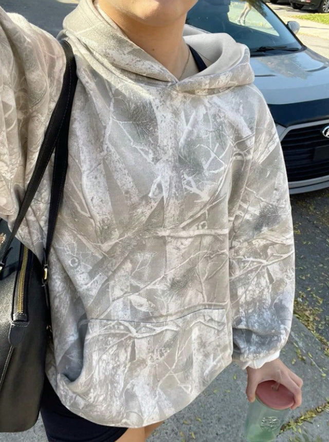 Women Oversize Hoodie with Natural Pattern and Kangaroo Pocket Mune Fashion