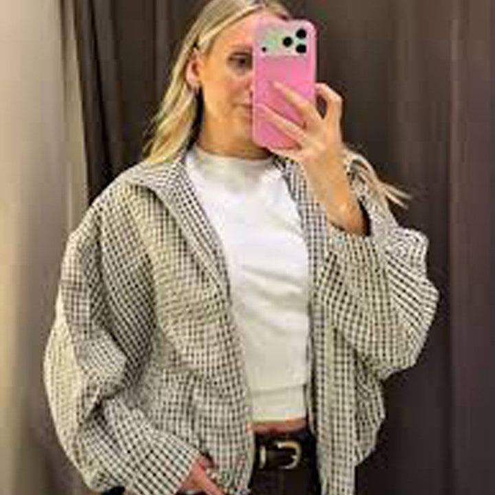 Ladies Oversized Check Shirt Jacket with Boxy Cut Mune Fashion