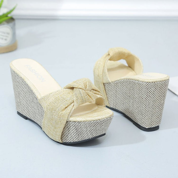 Women nan wedge sandal with high bast platform and twisted textile strap Mune Fashion