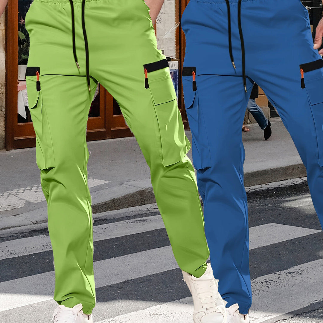 Men's cargo pants in jogger style with elastic waistband, drawstring & multiple pockets Mune Fashion