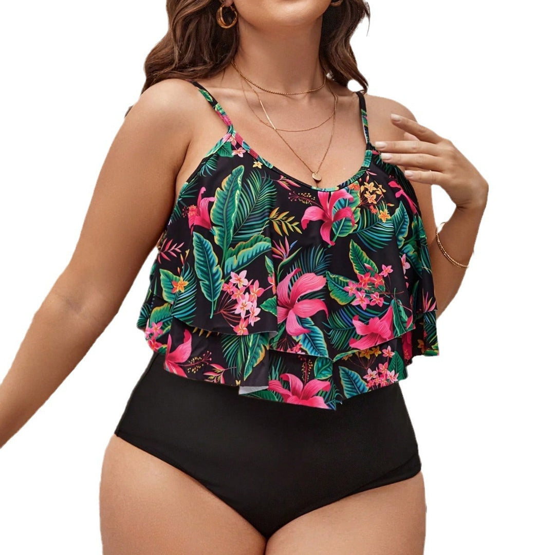Women’s Tankini Set with Floral Ruffle Cut Mune Fashion