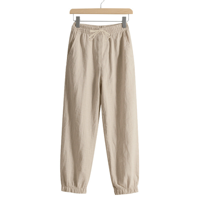 Women's relaxed-fit harem pants made of linenblend with drawstring waist and elastic ankle cuffs Mune Fashion
