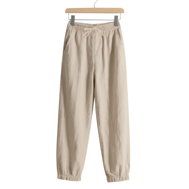 Women's relaxed-fit harem pants made of linenblend with drawstring waist and elastic ankle cuffs Mune Fashion