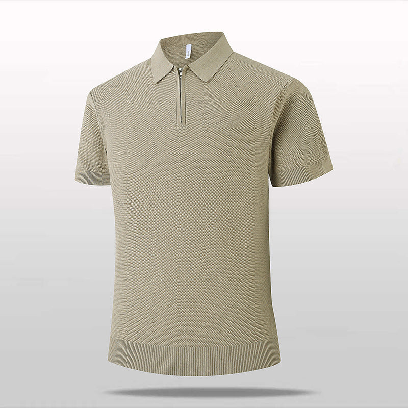 Men's Short Sleeve Polo Shirt with Zipper Mune Fashion