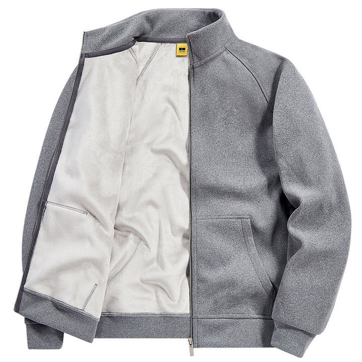 Men's Insulated Plush Lined Sweat Jacket with Stand-Up Collar and Concealed Inner Pockets Mune Fashion