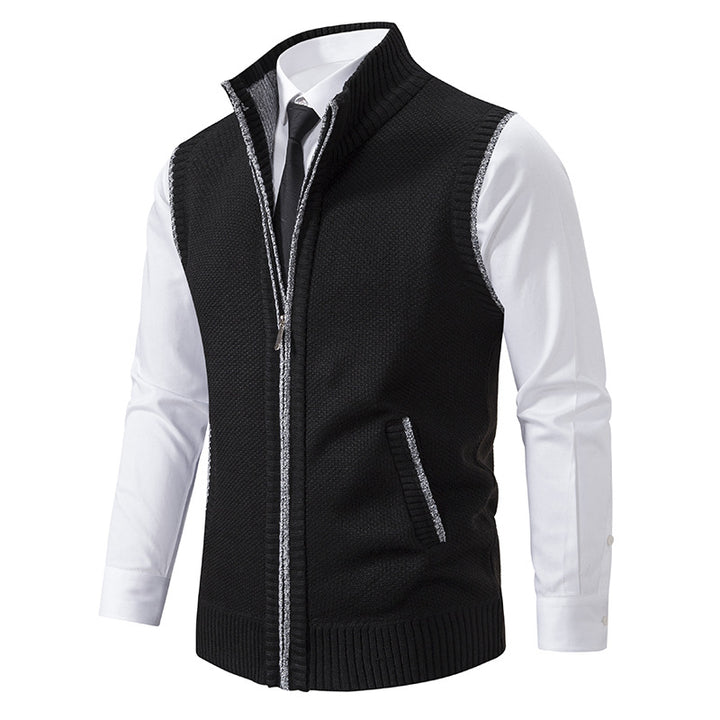 Men's elegant knit vest with stand-up collar and concealed zipper Mune Fashion