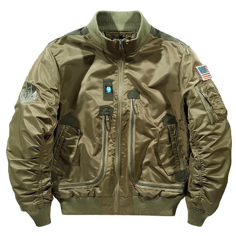 Men's flight bomber jacket with multiple zip pockets and ribbed cuffs Mune Fashion