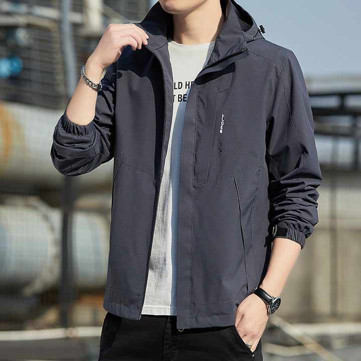 Men's Lightweight Hooded Softshell Jacket with Windproof Membrane and Minimalist Urban Cut Mune Fashion