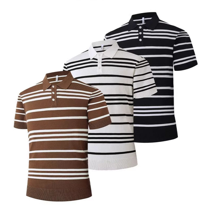 Men's Stylish Short-Sleeve Polo Shirt with Stripes Mune Fashion