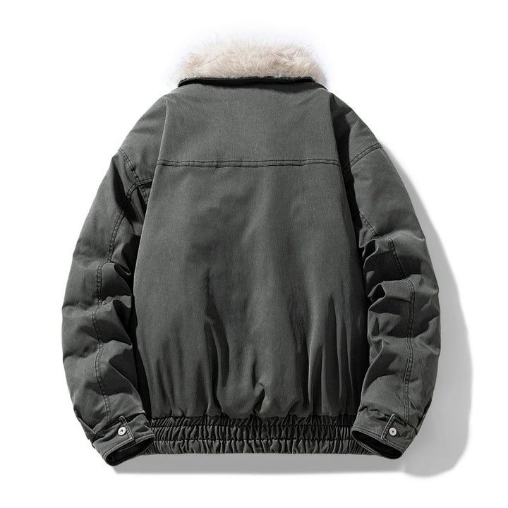 Men's padded bomber jacket with removable faux fur collar Mune Fashion