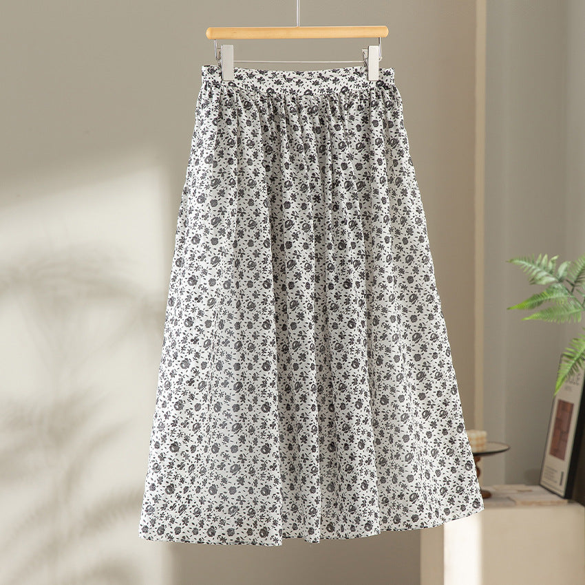 Women’s midi skirt with gathered waistband and small floral print Mune Fashion