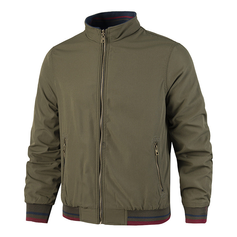 Men's Lightweight Bomber Jacket with Stand-Up Collar, Zipper Pockets & Ribbed Cuffs Mune Fashion