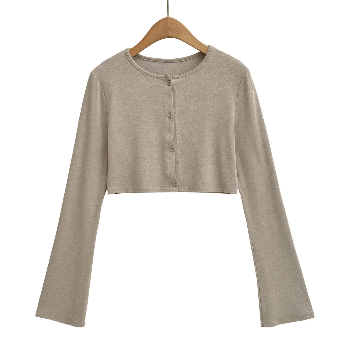 Ladies' cropped set made of fine knit with button cardigan and figure-hugging maxi skirt Mune Fashion