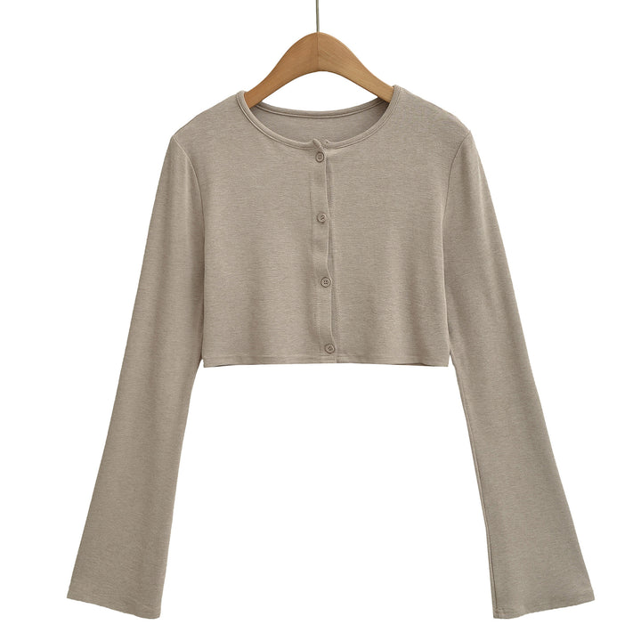 Ladies' cropped set made of fine knit with button cardigan and figure-hugging maxi skirt Mune Fashion