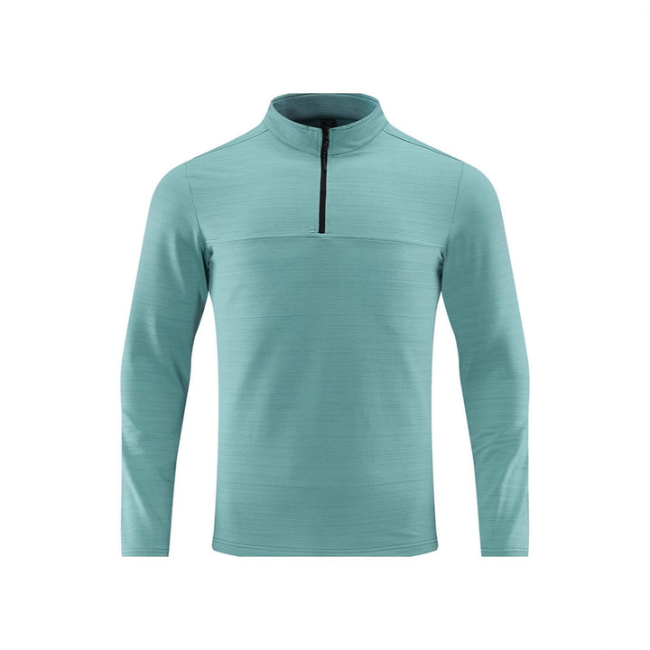 Men's Thermal Long Sleeve Shirt with Half Zip and Stand Collar Mune Fashion