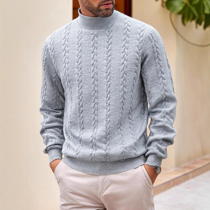 Men's High-Quality Knitted Sweater with Stand-Up Collar Mune Fashion