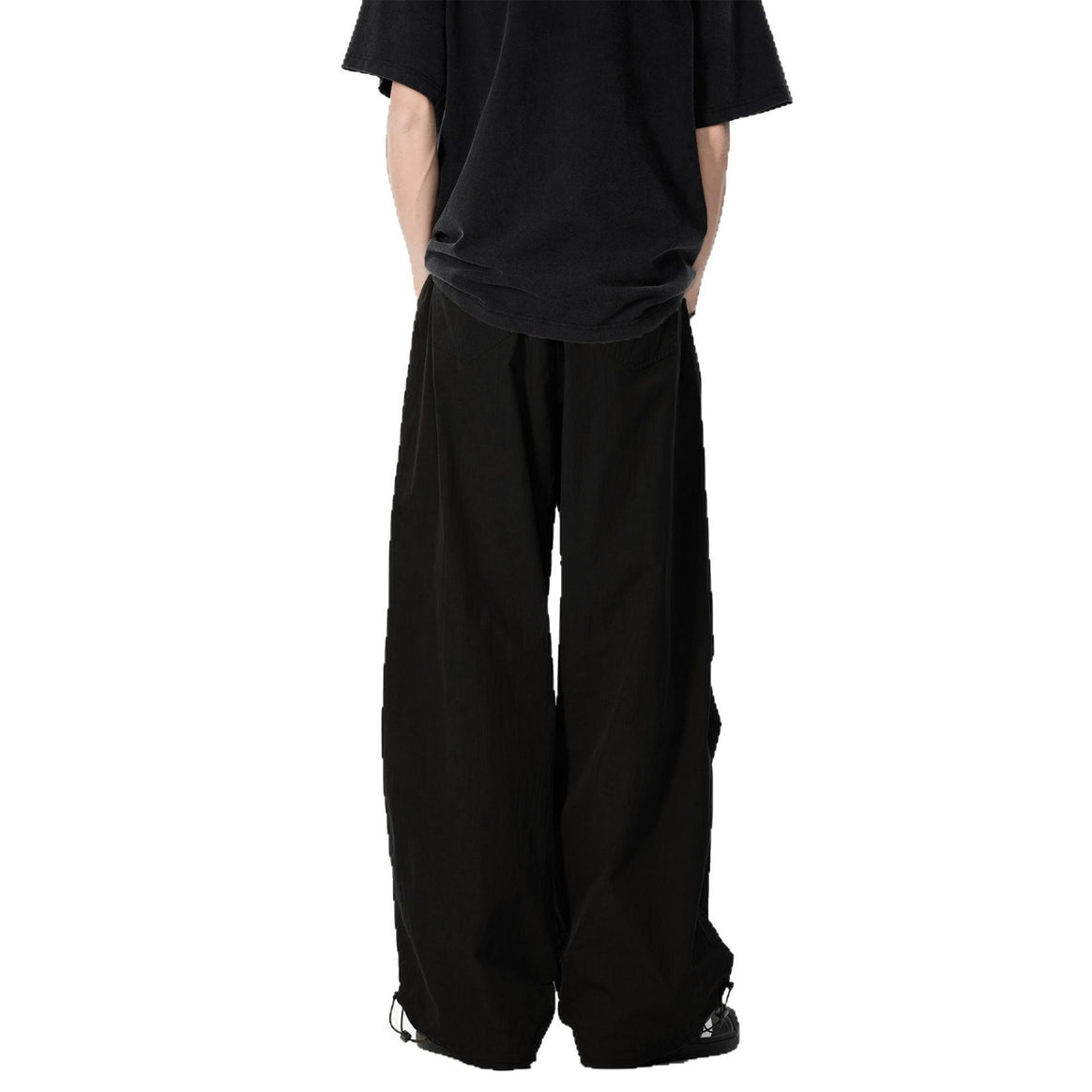 Men's Loose Utility Cargo Pants with Drawstring Waist Knee Panels and Adjustable Hem Mune Fashion