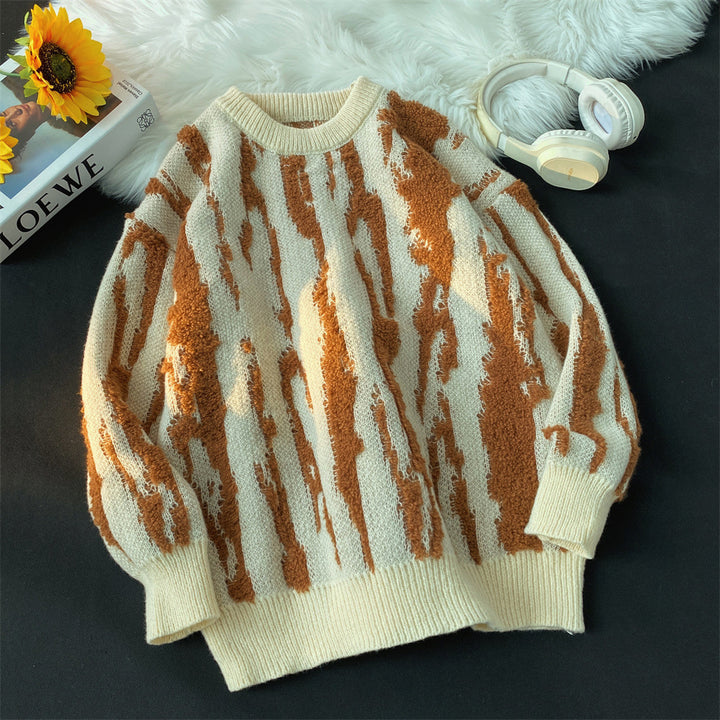 Women's Cozy Knit Sweater with Unique Wave Pattern Mune Fashion