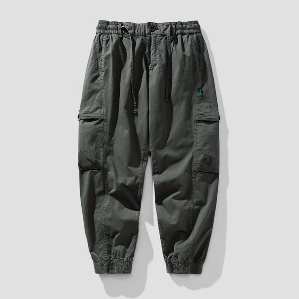 Herren Elastische Cargo-Jogginghose mit Tunnelzug, Knieabnähern und Multifachtaschen Mune Fashion