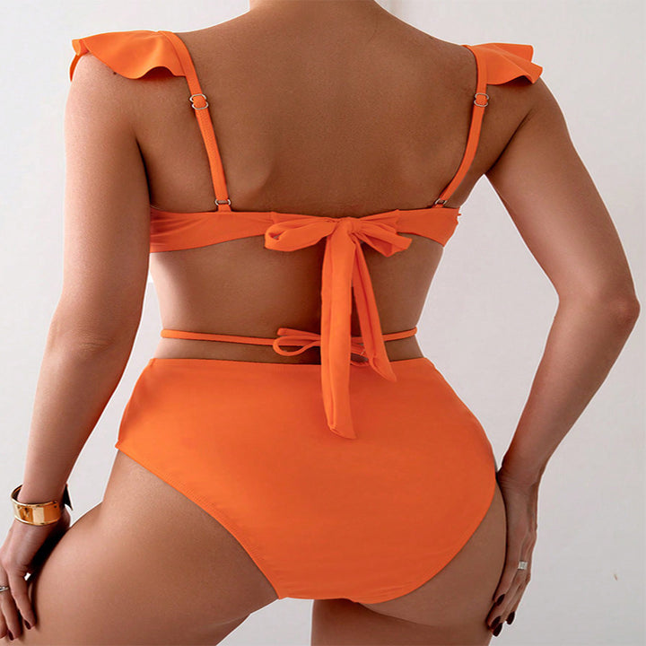 Ladies Bikini Set with elegant ruffle details and high leg cut Mune Fashion