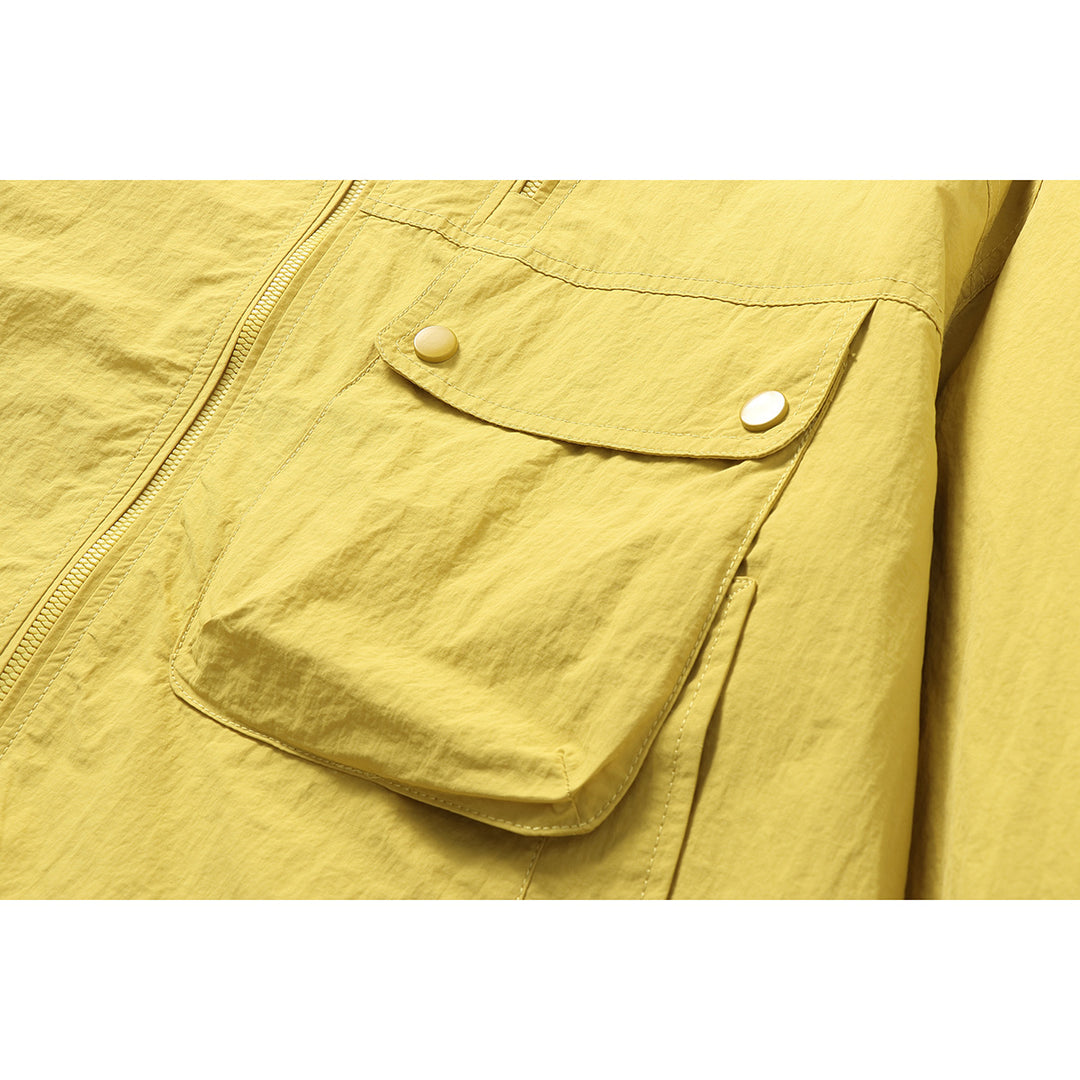 Unisex Lightweight Boxy Windbreaker with Hood, Utility Chest Pocket and Drawstring Mune Fashion