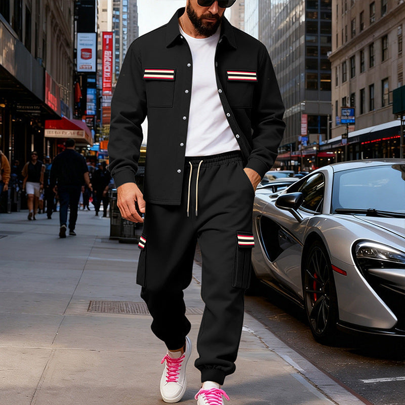 Men's Urban Two-Piece Utility Jogging Set with Overshirt and Cargo Pants Mune Fashion