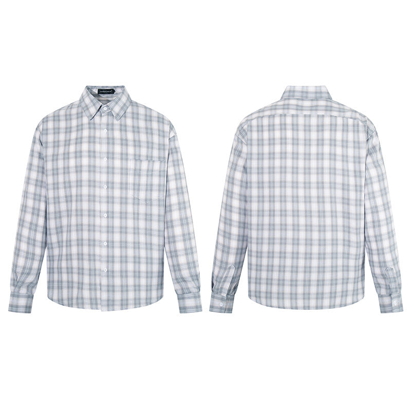 Men's Casual Oversized Shirt with Check Pattern, Classic Shirt Collar and Chest Pocket Mune Fashion