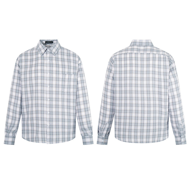 Men's Casual Oversized Shirt with Check Pattern, Classic Shirt Collar and Chest Pocket Mune Fashion