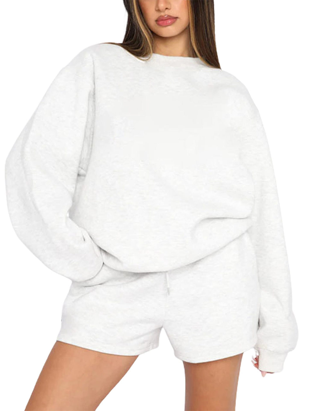 Women's oversized sweatshirt and shorts home set made of soft terry Mune Fashion