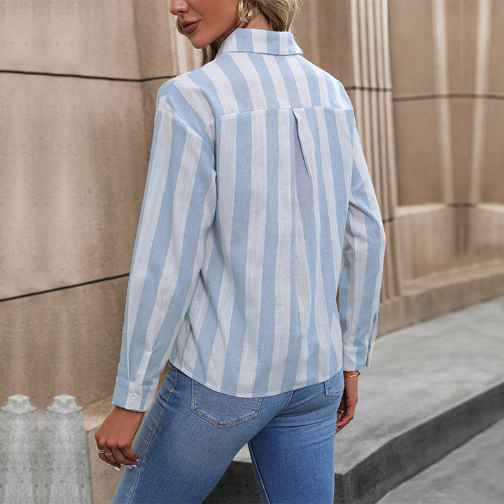 Ladies Striped Viscose Shirt Blouse with Kent Collar and Tailored Fit Mune Fashion