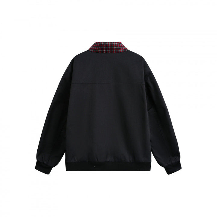 Unisex Reversible Zipper Jacket with Checkered Pattern and Smooth Back Mune Fashion