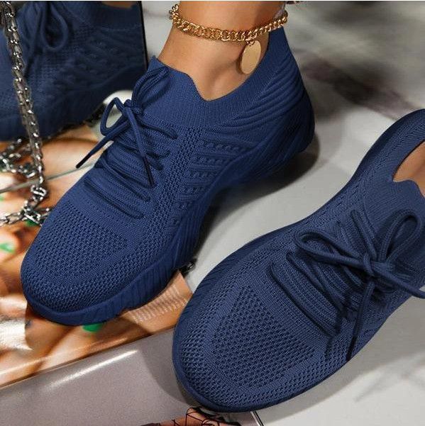 Women's Breathable Knit Sneakers with Elastic Shaft and Non-Slip Profile Sole Mune Fashion