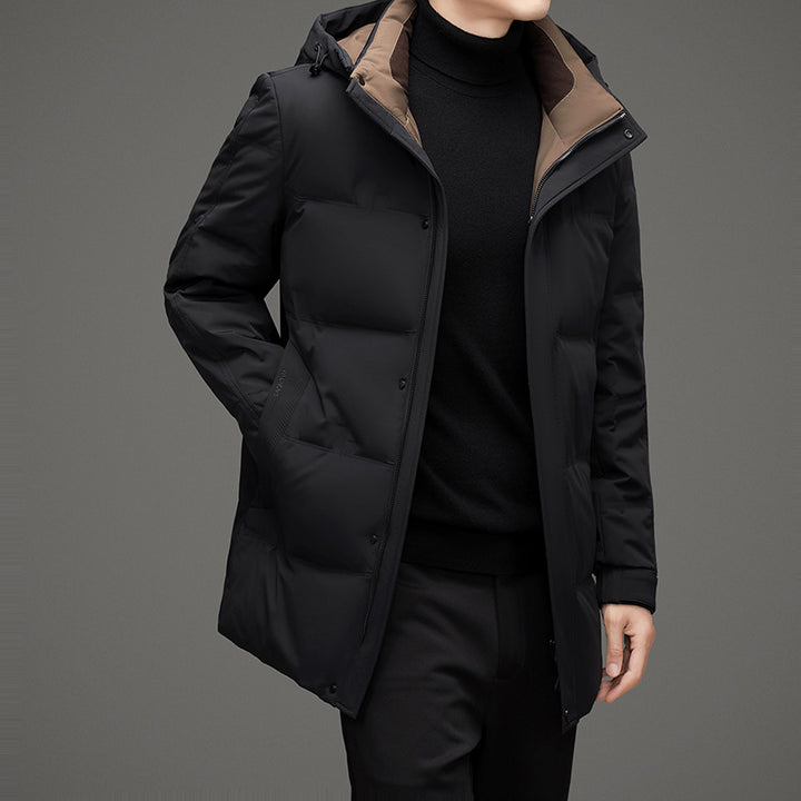 Men's padded hooded quilted jacket with elongated cut and windproof membrane Mune Fashion