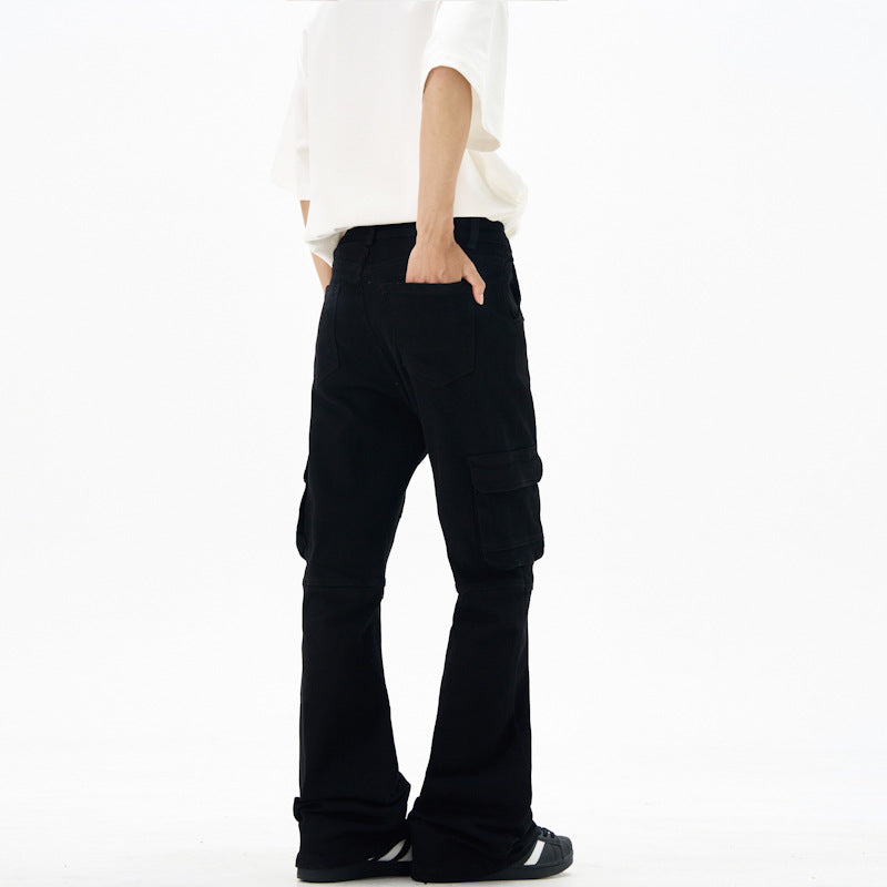 Women's cargo pants in flared cut with utility pockets and extended hem Mune Fashion