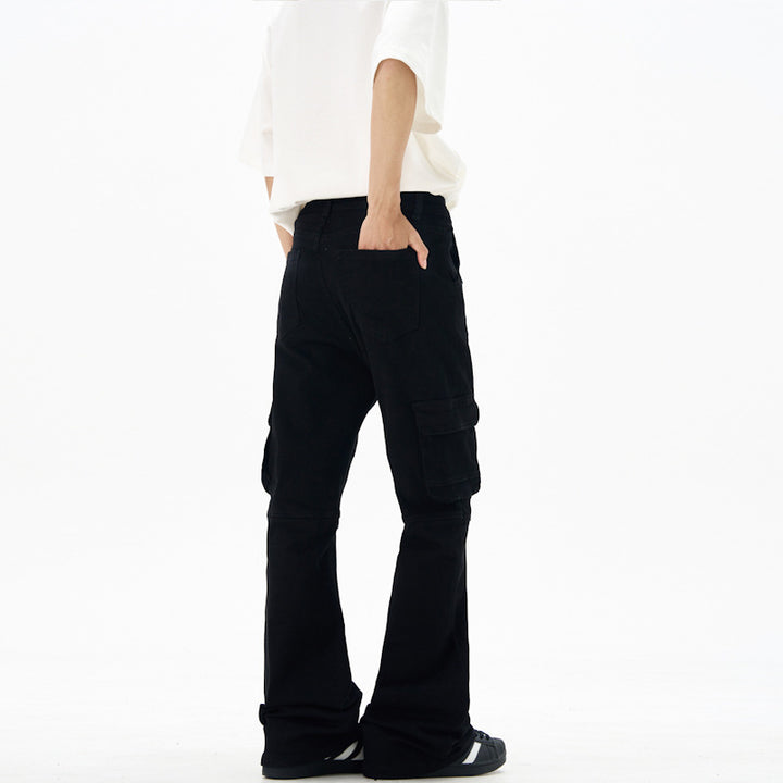 Women's cargo pants in flared cut with utility pockets and extended hem Mune Fashion