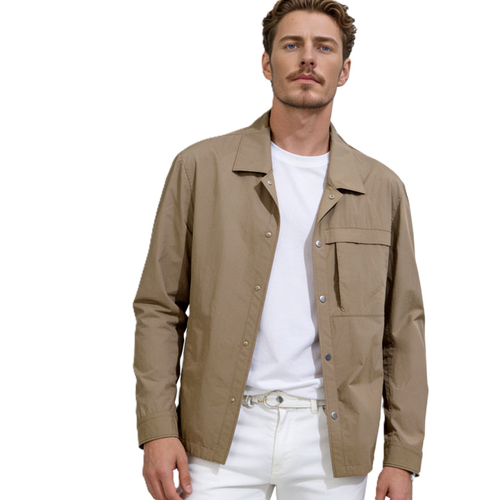 Men's Lightweight Utility Overshirt with Flap Pockets and Snap Button Placket Mune Fashion
