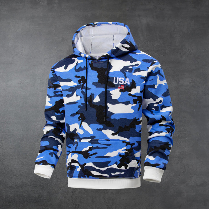 Men's Hooded Sweatshirt in Camouflage Design Mune Fashion