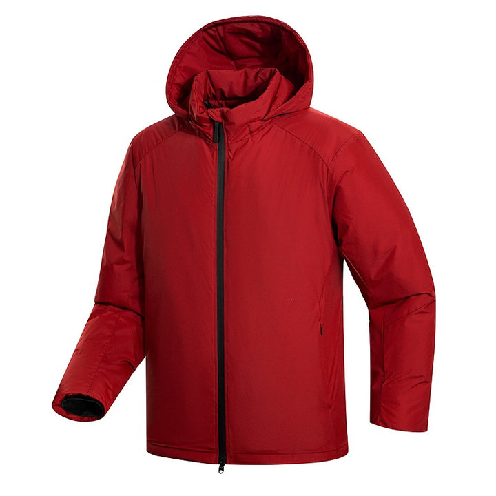 Men's Lightweight All-Weather Insulation Jacket with Hood, Windproof Shell & Concealed Zipper Mune Fashion