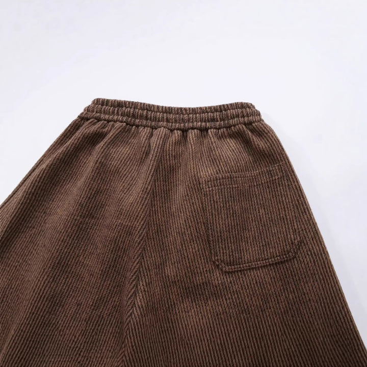 Women's Wide-Cut Corduroy Pants with Elastic Waistband Mune Fashion