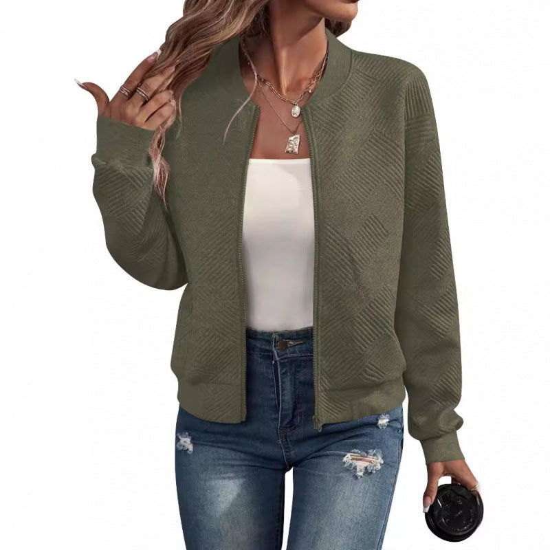 Women's structured knit bomber jacket with full zip and ribbed cuffs Mune Fashion