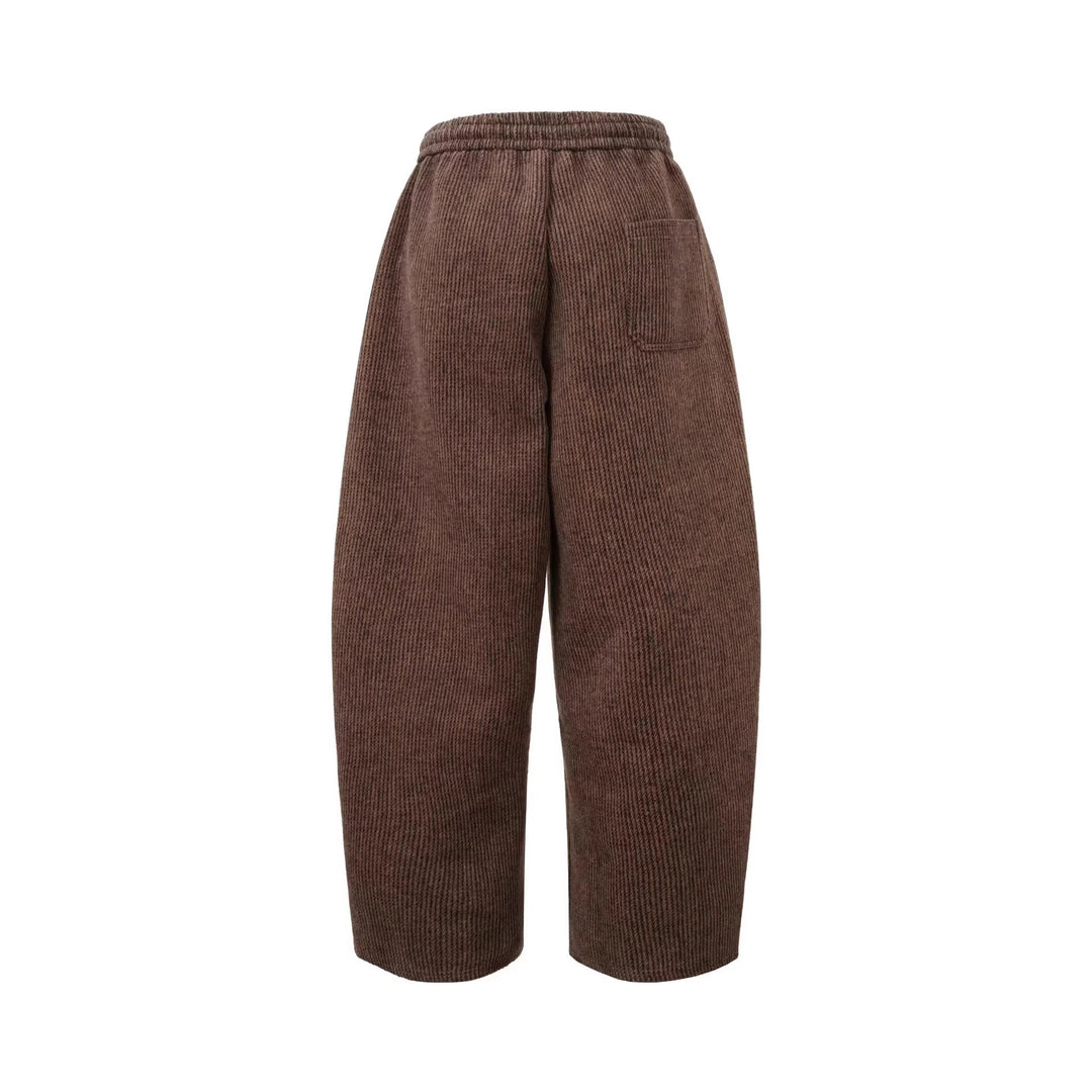 Women's Wide-Cut Corduroy Pants with Elastic Waistband Mune Fashion