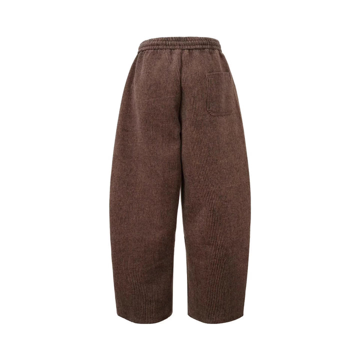 Women's Wide-Cut Corduroy Pants with Elastic Waistband Mune Fashion