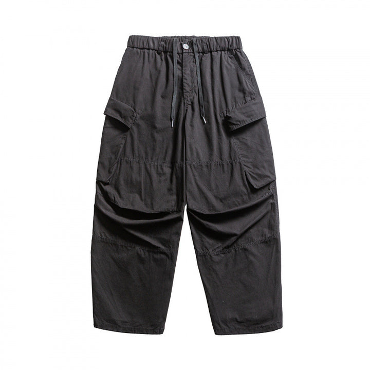 Men's Baggy Cargo Pants with Elastic Waistband, Drawstring, and Reinforced Knee Areas Mune Fashion