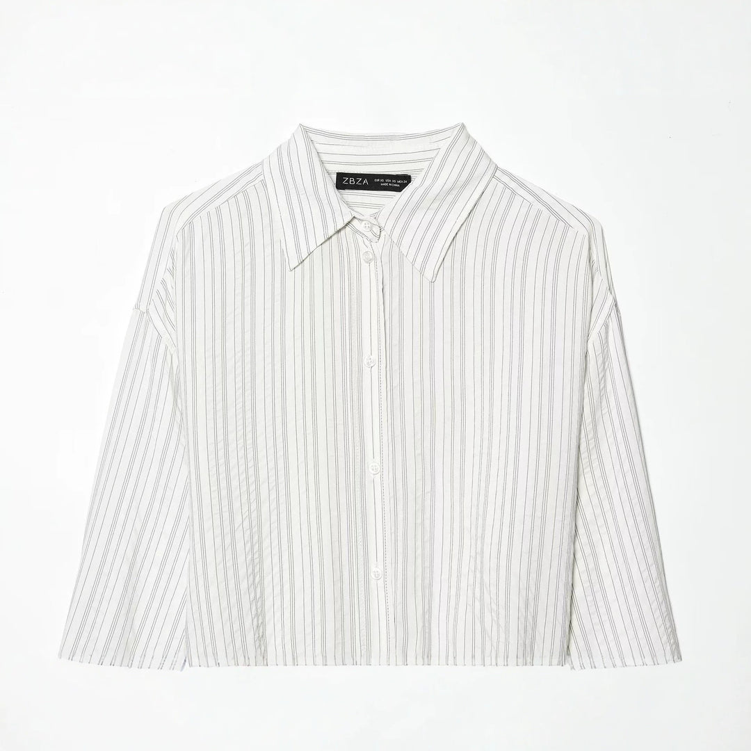 Women Striped Shirt Blouse Tunic with Drawstring Waist and Full Button Placket Mune Fashion