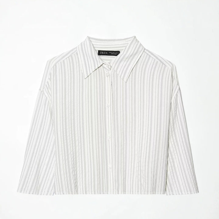 Women Striped Shirt Blouse Tunic with Drawstring Waist and Full Button Placket Mune Fashion
