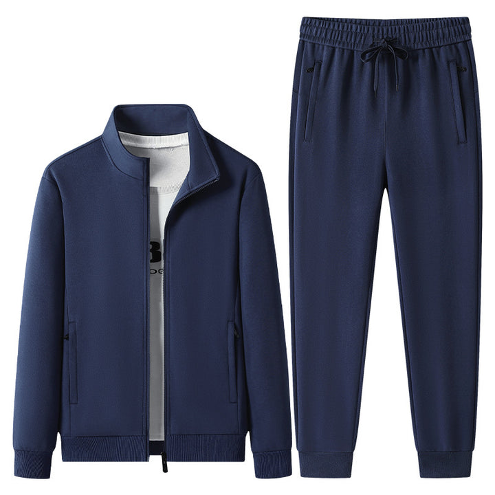 Men's Casual Training Suit Set with Stand Collar Zip Jacket and Jogging Pants made of French Terry Mune Fashion