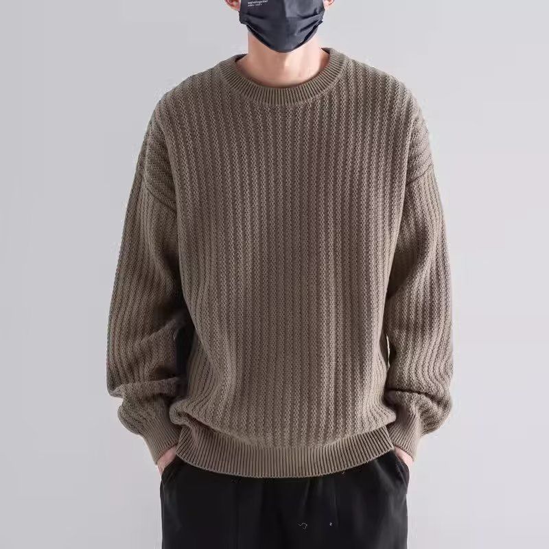 Men's Cozy Chunky Knit Sweater with Round Neckline Mune Fashion