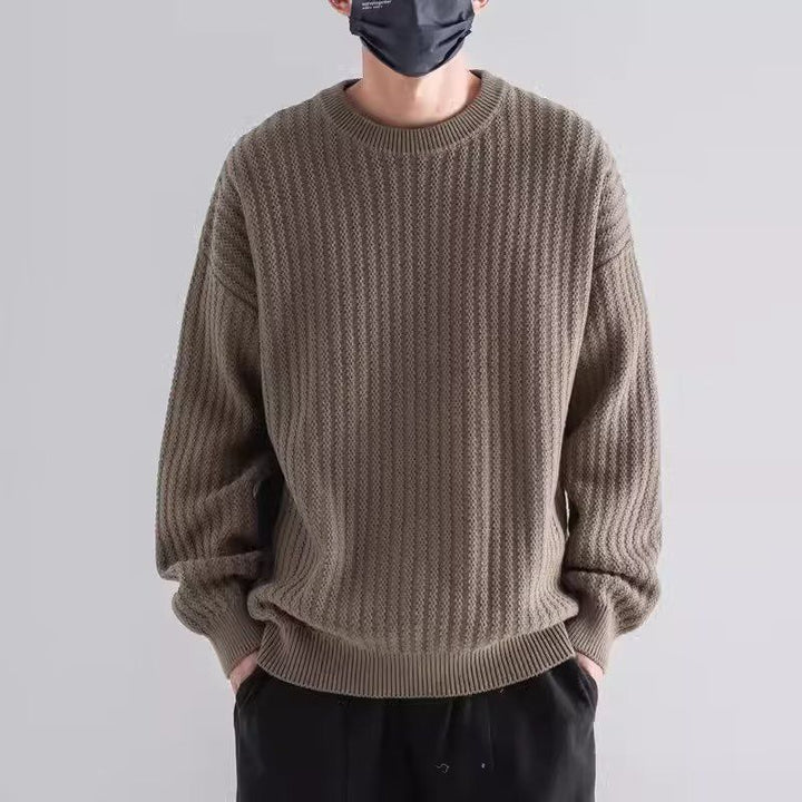 Men's Cozy Chunky Knit Sweater with Round Neckline Mune Fashion